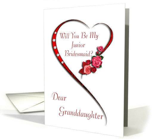 Granddaughter, Swirling heart Junior Bridesmaid invitation card
