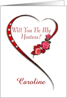 Add a name, Swirling heart Hostess invitation card