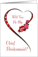 Swirling heart Chief Bridesmaid invitation card