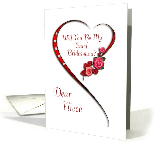 Niece, swirling heart Chief Bridesmaid invitation card (990663)
