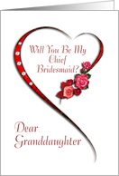 Granddaughter, Swirling heart Chief Bridesmaid invitation card