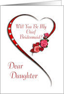 Daughter, Swirling heart Chief Bridesmaid invitation card