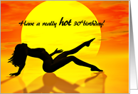 30th Birthday, Sunbathing Girl card