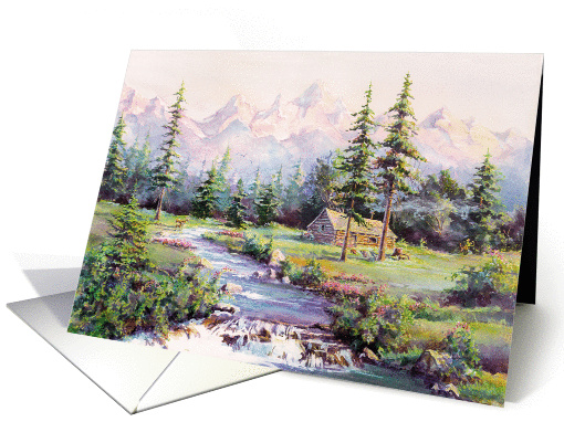 Mountain Log Cabin By Sharon Sharpe
 card (198848)