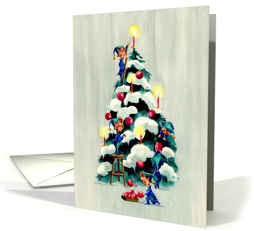 Elves Trimming Christmas Tree
 card (726449)