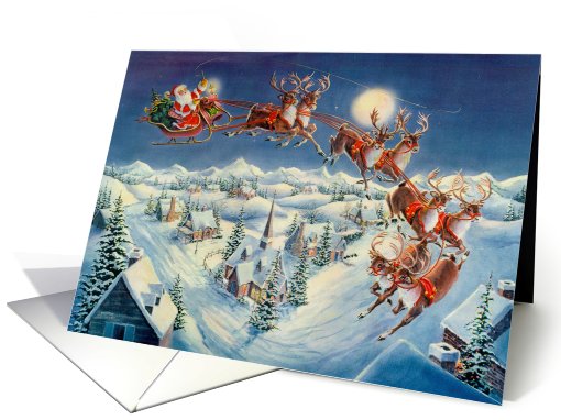 Santa And Flying Reindeer
 card (726510)