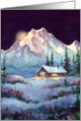 Winter Log Cabin & Mountains Sympathy card