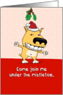 Funny Mistletoe Dog for Christmas card