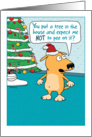 Funny Dog Peeing on Christmas Tree card