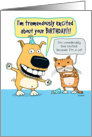 Excited Dog and Grumpy Cat Birthday card