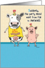 Funny Cow and Pig Birthday card