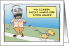 Funny Zombie Dog Walker Birthday card