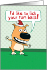 Funny Dog Licking Rum Balls Christmas card