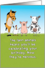 Funny Nervous Farm Animals Birthday card
