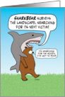 Funny Shark and Bear Search Birthday card