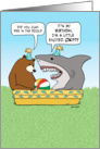 Funny Bear and Excited Shark Birthday card