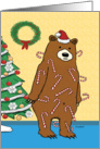 Funny Sticky Candy Cane Bear Christmas card