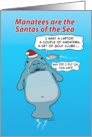 Funny Manatee Claus Christmas card