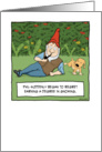 Funny Gnome and Dog birthday card