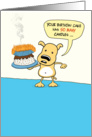 Funny dog and cake birthday card