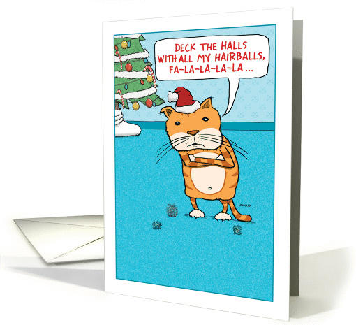 Funny Cat Hairballs for Christmas card (1291214)