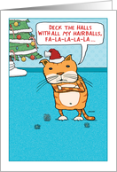 Funny Cat Hairballs for Christmas card