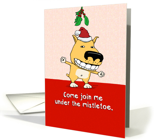 Funny Mistletoe Dog for Christmas card (1291224)