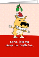 Funny Mistletoe Dog for Christmas card