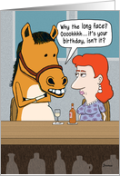 Funny Horse in a Bar Birthday card