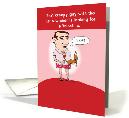 Funny Valentine's Day Guy With Wiener Dog card (1372954)