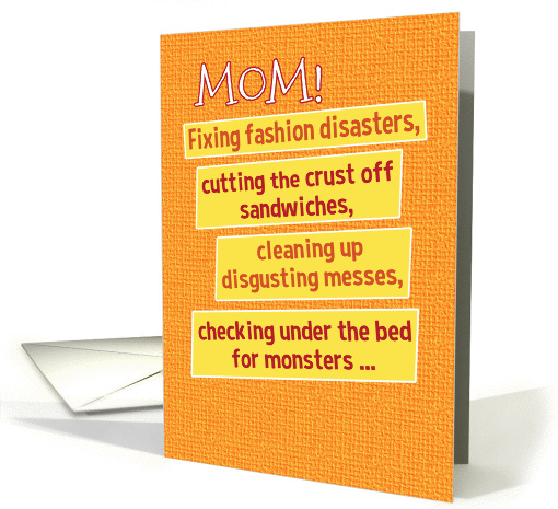 Funny Mother's Day List of Chores For Mom from Kids card (1373350)