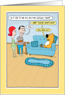 Funny Dog Couch Permission Birthday card