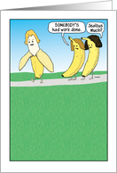 Funny Jealous Banana Birthday card