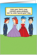 Funny Cap and Gown Confusion Graduation card