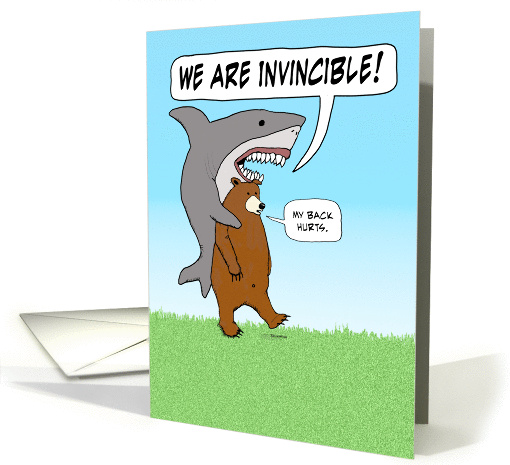 Funny Shark and Bear Birthday card (1375868)