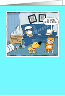 Funny Cat Destroys the House Birthday card