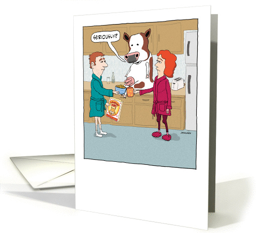 Funny Disgusted Cow Wedding Anniversary card (1385842)
