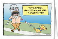 Funny Zombie Dog Walker Birthday card