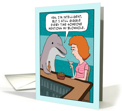 Funny Immature Dolphin Birthday card (1385852)