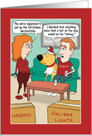 Funny Santa Hat on Dog Christmas card