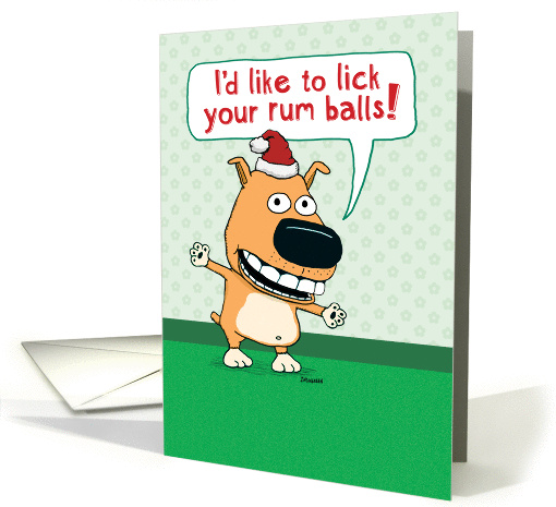 Funny Dog Licking Rum Balls Christmas card (1386082)