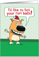 Funny Dog Licking Rum Balls Christmas card