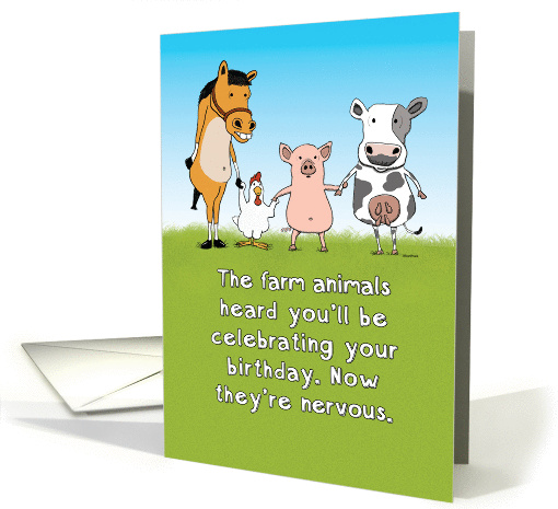 Funny Nervous Farm Animals Birthday card (1386088)