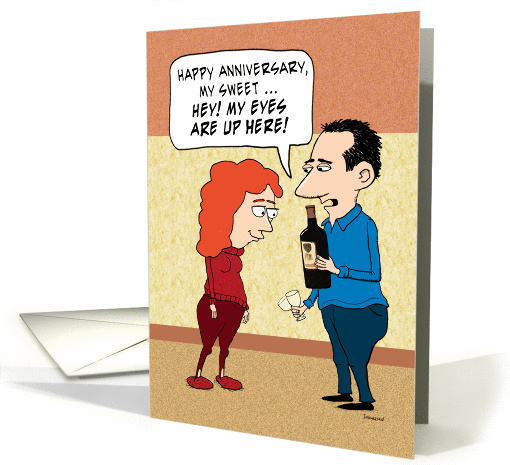 Funny Eyes on the Wine Anniversary card (1386098)