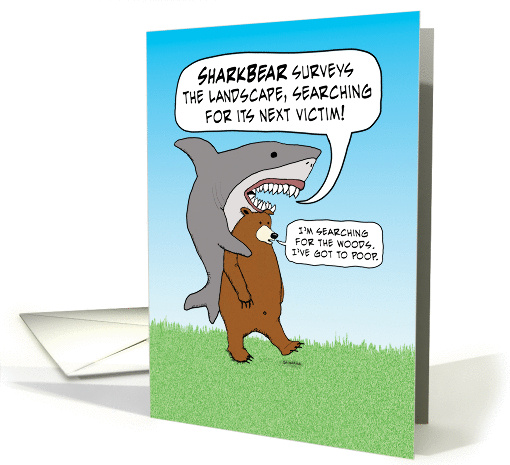 Funny Shark and Bear Search Birthday card (1386512)