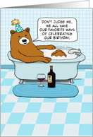 Funny Bear Relaxing in Bathtub Birthday card