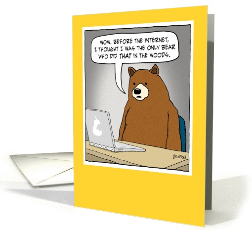 Funny Bear Surfing the Internet Birthday card (1392368)