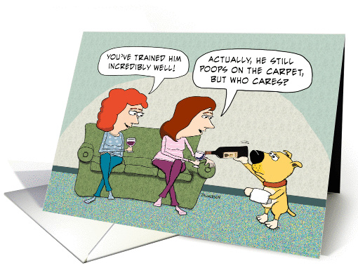 Funny Wine-Serving Dog Birthday card (1392380)