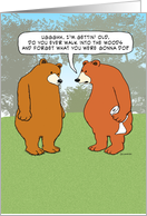 Funny Forgetful Bear in Woods Birthday card