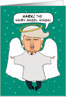 Funny Hairy Angel Sings Christmas card